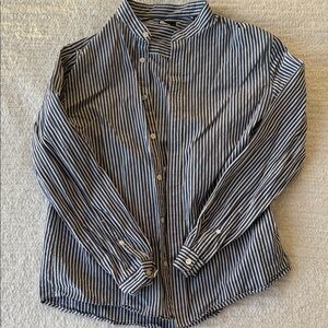 The Kooples Navy and White Striped Casual Shirt